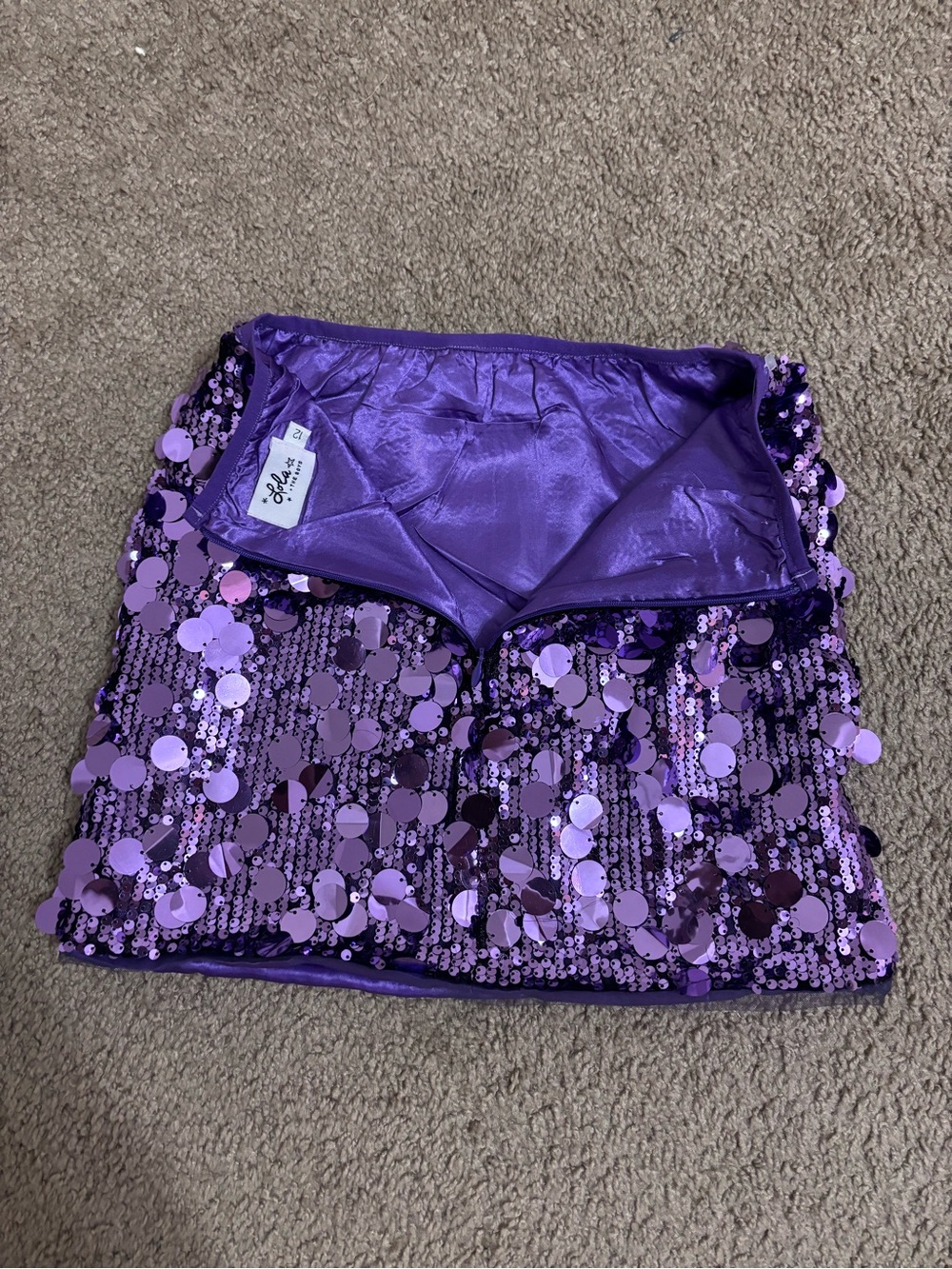 Lola & The Boys Girls Purple Sequin Mini Skirt size 12 - Picture 3 of 4
